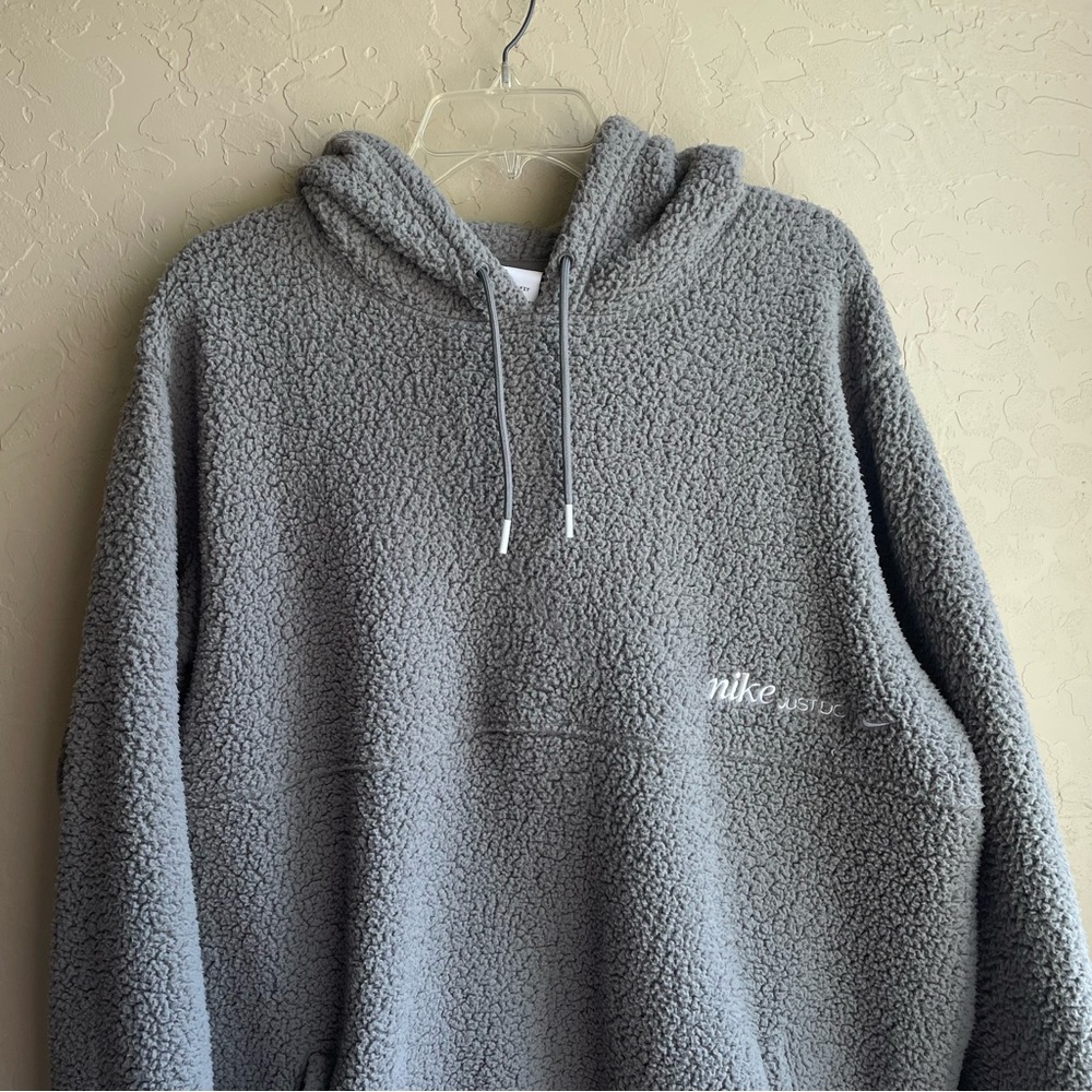 Women's NIKE Therma-Fit Fleece Hooded Sweatshirt Pullover Gray XL - Picture 3 of 12